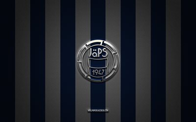 logotipo de japoneses, club de fútbol finlandés, jarvenpaan palloseura, ykkosliiga, fondo de carbón blanco azul, emblema de japoneses, hockey, japoneses, finlandia