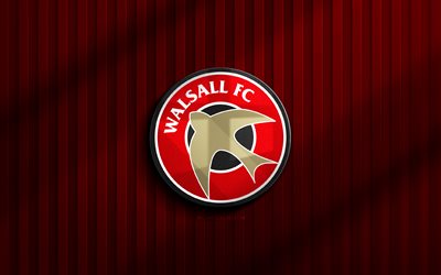 4k, logo 3d walsall fc, lega due, sfondo 3d rosso, calcio, walsall fc emblem, logo walsall fc, walsall fc, club di calcio inglese, fc walsall