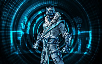 snowfoot fortnite, 4k, fundo em espiral azul, fortnite, criativo, pele de neve, pele fortnite snowfoot, snowfoot, personagens fortnite