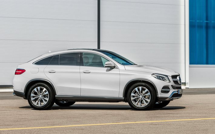 mercedes-benz, gle class, coupe, 2016, white, side view