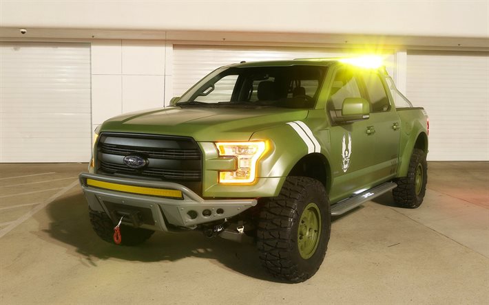 jeep, halo sandcat, f-150, pick-up, ford, 2015, garage, phares
