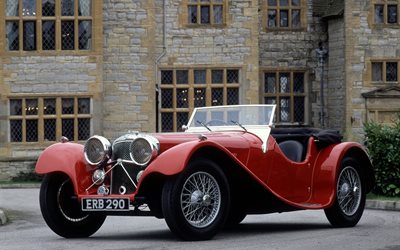 100, jaguar, 1936, retro, red