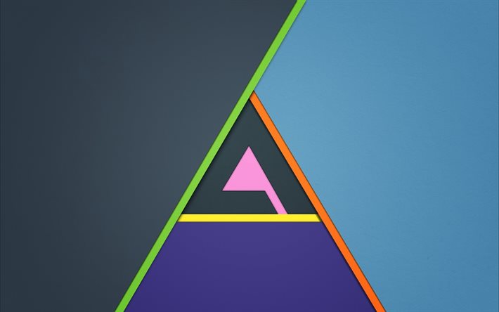 cor, minimalismo, triângulo, colorido, plano de fundo