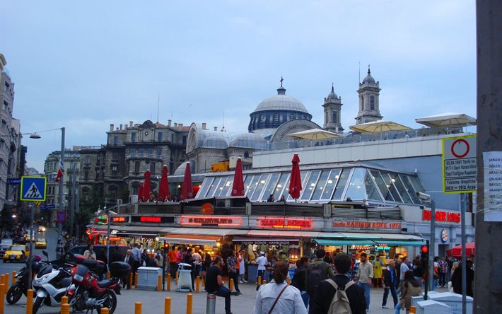 도시, 역, 사람들, 건설, 건, 이스탄불, turkey