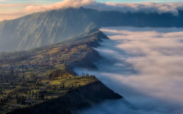nature, fog, mountains, clouds, landscape, mountain