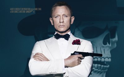 ação, cartaz, suspense, 2015, filmes, espectro, alcance 007, daniel craig