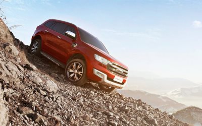 red, ford everest, 2016, suv