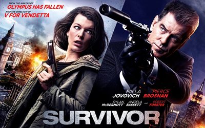 pierce brosnan, milla jovovich, thriller, action, film 2015, de survivant, des survivants, des affiches