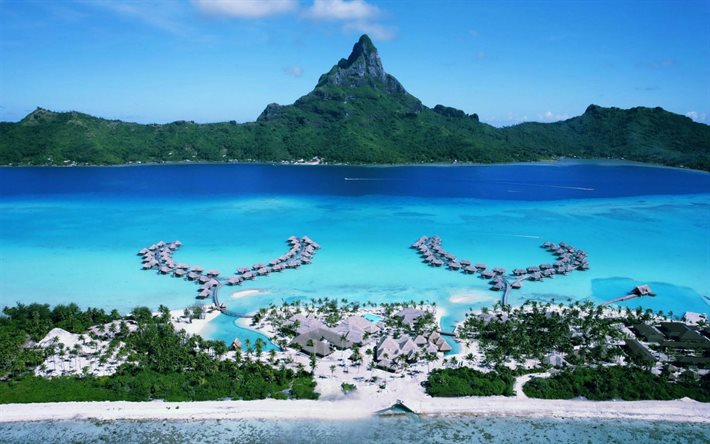 franska polynesien, bora bora, bungalow, resort, resor, öar