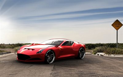 ferrari 612 gto, rouge, voiture
