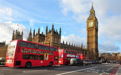 london, the bus, street, the city, westminster abbey, big ben, england