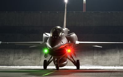 fighter, f-16, general dynamics, le combat, les lumières, les fighting falcon, des militaires, des avions de chasse