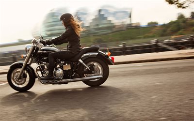 menina, cruzador, motocicleta, triunfo américa, 2015, velocidade