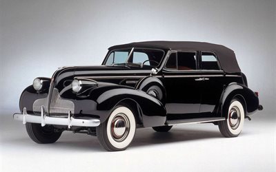 svart, retro, buick roadmaster, 1939, klassisk