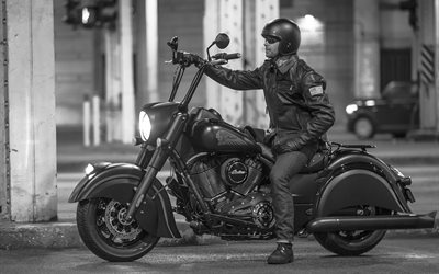 black horse, cruiser, indian chief, 2016, man, the city