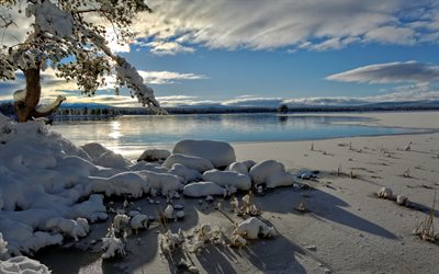 Norveç, Tjernli, kış, göl, Hedmark County