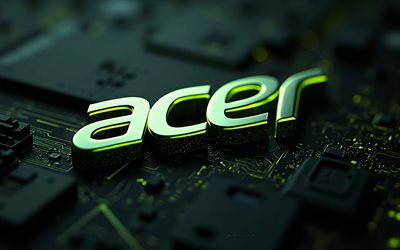 logotipo 3d limão escuro da acer, 4k, placa mãe limão escuro, símbolo acer, logotipo da acer, emblema acer, sinal de acer, fundo de tecnologia de limão escuro, acer, logotipo 3d da acer, fundo de alta tecnologia