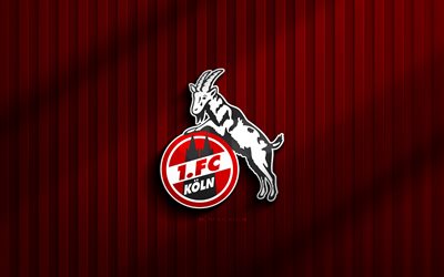 4k, logo 3d dell'fc colonia, bundesliga, sfondo rosso 3d, calcio, stemma dell'fc colonia, logo dell'fc colonia, fc colonia, squadra di calcio tedesca, colonia fc