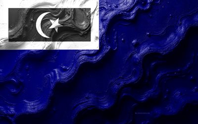 bandeira do distrito de kemaman, 4k, terengganu, textura de onda de pedra, bandeira do distrito de kemaman 3d, malásia, bandeiras dos estados da malásia, distrito de kemaman terengganu, distritos de terengganu