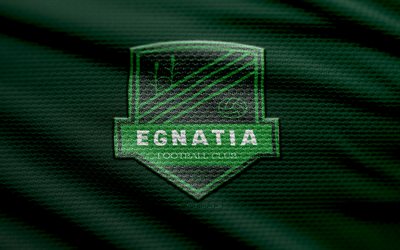 kf egnatia rrogzhine ファブリックのロゴ, 4k, 緑の布の背景, 優れたカテゴリ, ボケ味, サッカー, kf エグナシア・ロゴジンのロゴ, フットボール, kf エグナティア・ルロゴジンのエンブレム, kf エグナティア・ルロゴジン, アルバニアのサッカークラブ, エグナティア・ルロゴジンfc