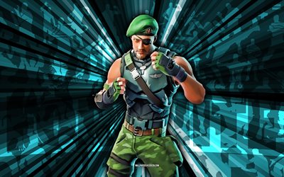 4k, garnizon, mavi ışınlar arka plan, garnizon görünümü, garnizon fortnite, soyut sanat, fortnite garnizon görünümü, fortnite karakterleri, fortnite, yaratıcı sanat