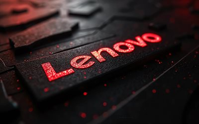 logotipo vermelho da lenovo, fundo de metal escuro, logotipo da lenovo modelo 3d, emblema da lenovo, arte criativa, logotipo da lenovo, luz de néon vermelha, logotipo dourado da lenovo, sinal lenovo, lenovo