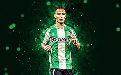 4k, antônio, alegria, luzes de néon verdes, real bétis fc, liga, jogadores de futebol brasileiros, antônio 4k, futebol, antonio real bétis, real bétis balompié