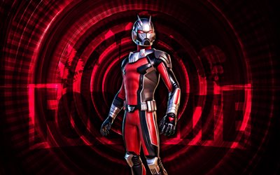 Ant-Man Fortnite, 4k, red spiral background, Fortnite, creative, Ant-Man Skin, Fortnite Ant-Man Skin, Ant-Man, Fortnite characters