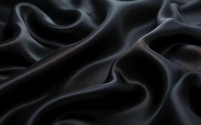 black silk texture, 4k, macro, fabric textures, wavy silk textures, black fabric backgrounds, silk textures, black satin fabric, black silk background, black silk fabric, satin textures