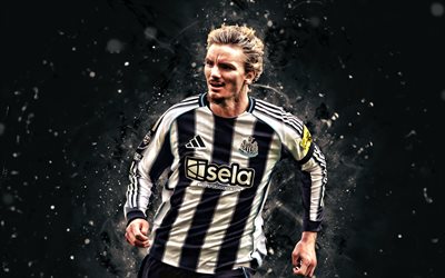 4k, Nick Woltemade, joy, white neon lights, Newcastle United, Premier League, German footballers, Nick Woltemade 4K, football, soccer, Newcastle United FC, Nick Woltemade Newcastle United