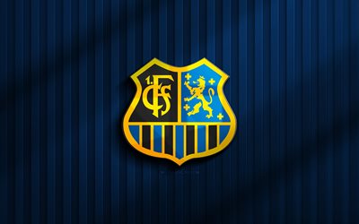 4k, 3d logo des fc saarbrücken, 3 liga, blauer 3d hintergrund, fußball, fc saarbrücken emblem, logo des fc saarbrücken, fc saarbrücken, deutscher fußballverein
