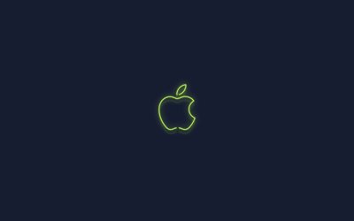 logotipo de manzana verde, minimalismo, fondo azul, emblema de manzana, logotipo mínimo de apple, signo de manzana, logotipo de manzana, manzana