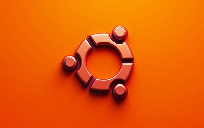 ubuntu logotyp, 4k, orange bakgrund, ubuntu emblem, ubuntu tecken, linux ubuntu, 3d ubuntu orange logotyp, ubuntu