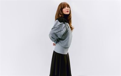 elizabeth olsen, amerikanische schauspielerin, foto shooting, grauer pullover, hollywood, beliebte schauspielerinnen, fotoshooting mit elizabeth olsen