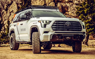 X Overland Toyota Sequoia Simba, 4k, offroad, 2023 cars, tuning, X Overland, SUVs, White Toyota Sequoia, 2023 Toyota Sequoia, japanese cars, Toyota