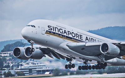 4k, エアバス a380, 旅客機, 脱ぐ, 空の旅, a380, 民間航空, 旅客輸送, エアバス