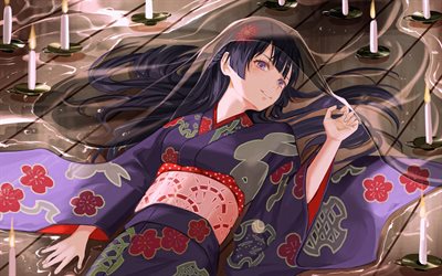 tsukino mito, kimono, virtuell youtuber, nijisanji, konstverk, vtuber, manga, tsukino mito kanal, tsukino mito virtual youtuber