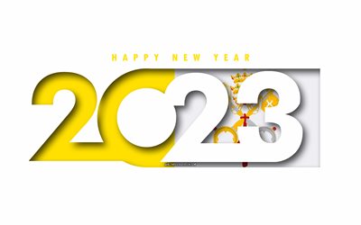 Happy New Year 2023 Vatican City, white background, Vatican City, minimal art, 2023 Vatican City concepts, Vatican City 2023, 2023 Vatican City background, 2023 Happy New Year Vatican City