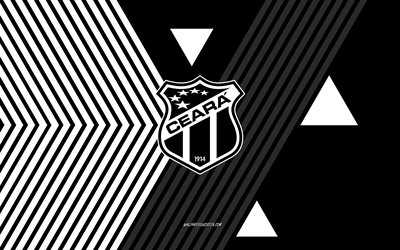セアラscのロゴ, 4k, ブラジルのサッカー チーム, 黒い白い線の背景, セアラsc, セリエa, ブラジル, 線画, セアラscのエンブレム, フットボール