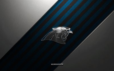 Carolina Panthers logo, 4k, steel background, American football club, blue black lines, Carolina Panthers emblem, NFL, American football, Carolina Panthers, USA, Carolina Panthers metal logo, Carolina Panthers crest