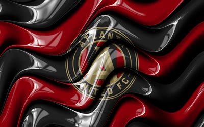 Atlanta United 3D logo, 4k, black red 3D waves, MLS, football, Atlanta United flag, creative, Atlanta United logo, american soccer club, Atlanta United, soccer, Atlanta United FC