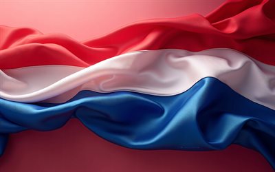 bandera holandesa, 4k, bandera de los países bajos, textura ondulada de seda, bandera ondulada holandesa, bandera de holanda, europa, unión europea, países bajos