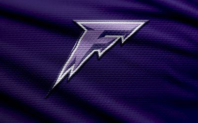 logo in tessuto minnesota frost, 4k, sfondo in tessuto viola, pwhl, bokeh, hockey, logo del minnesota frost, emblema del minnesota frost, squadra di hockey americana, gelo del minnesota