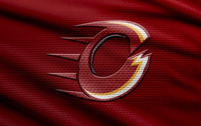 logotipo de tecido ottawa charge, 4k, fundo de tecido vermelho, pwhl, bokeh, hóquei, logotipo da carga de ottawa, emblema do ottawa charge, time canadense de hóquei, taxa de ottawa