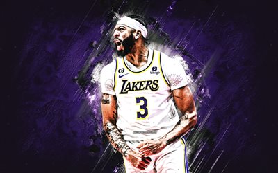 Anthony Davis, Los Angeles Lakers, NBA, American basketball player, purple stone background, Anthony Marshon Davis Jr, basketball, USA