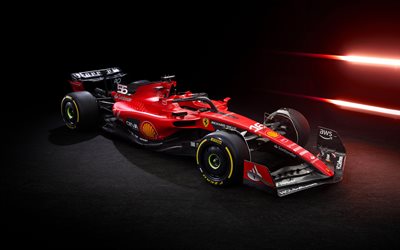 2023, Ferrari SF-23, Formula 1, 4k, top view, exterior, racing car, SF-23 2023, F1 2023, Ferrari, SF-23, 2023 season, Scuderia Ferrari