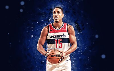 malcolm brogdon, 4k, mavi neon işıklar, washington sihirbazları, nba, amerikalı basketbolcular, malcolm brogdon 4k, basketbol, ulusal basketbol birliği, malcolm brogdon washington sihirbazları