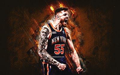 isaiah hartenstein, oklahoma city thunder, amerikan basketbol oyuncusu, kırmızı taş arka plan, grunge art, nba, basketbol, amerika, hartenstein thunder