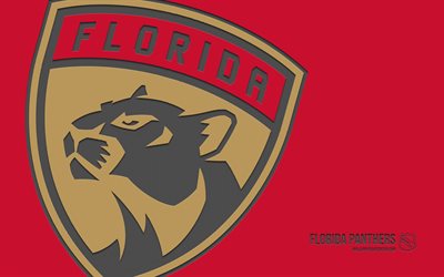 logotipo de florida panthers, 4k, fondo rojo, arte de carbono, emblema de florida panthers, american hockey club, nhl, eeuu, panteras de florida, hockey