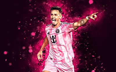 Tadeo Allende, 4k, purple neon lights, Inter Miami CF, MLS, Argentine footballers, Tadeo Allende 4k, football, soccer, Inter Miami FC, Major League Soccer, Tadeo Allende Inter Miami